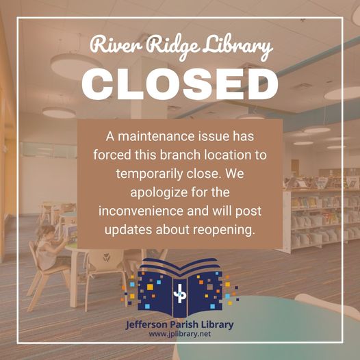 river ridge library closed for maintenance issue graphic
